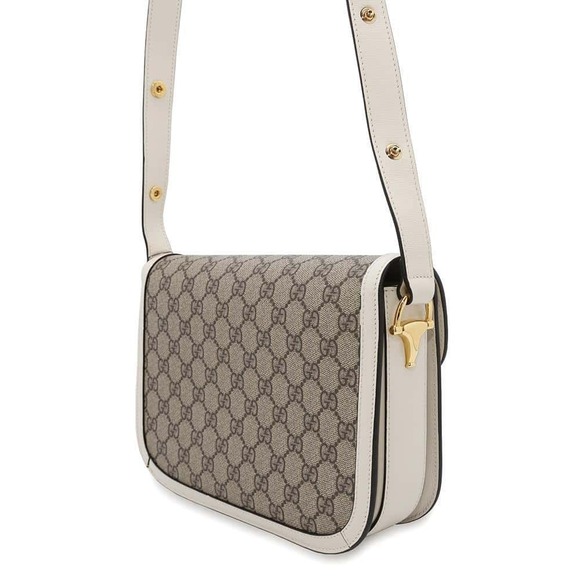 Gucci Horsebit GG Supreme Shoulder Bag White - Picture 2 of 11